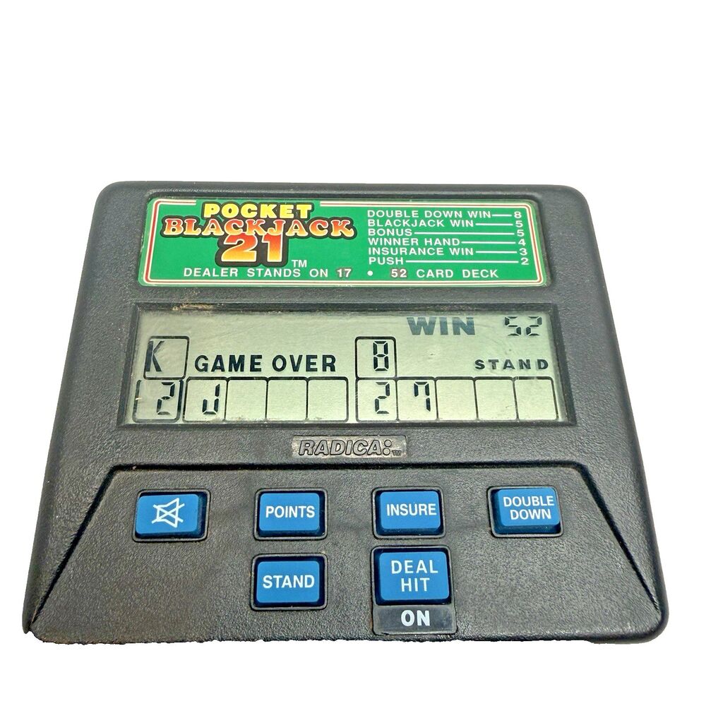 Vintage RADICA Blackjack 21 Pocket Handheld Electronic Game 1350 EUC